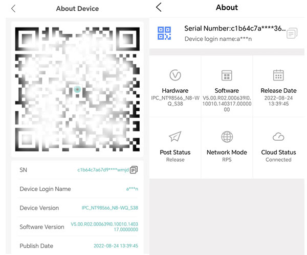 ICsee/XMEye Pro View NVR/IPC Version information